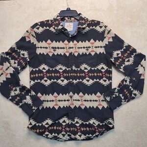 American Eagle Heritage Flannel Shirt Aztec Print Button Up Mens Size S‎ Boho